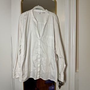 Calvin Klein Plus Button Down Blouse White
